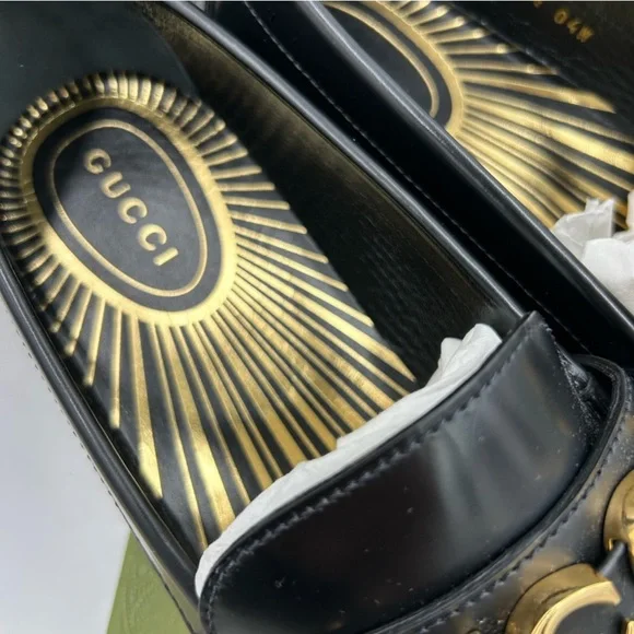 Men’s Gucci gold logo embellishment leather loafers size 11.5 made in Italy Men main image 4
